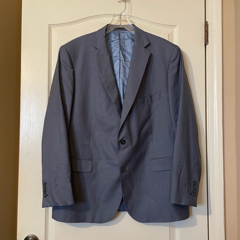 J Hilburn Blazer Jacket Men’s’49R Blue Tailored Fit Wool Sport Coat 2 Button